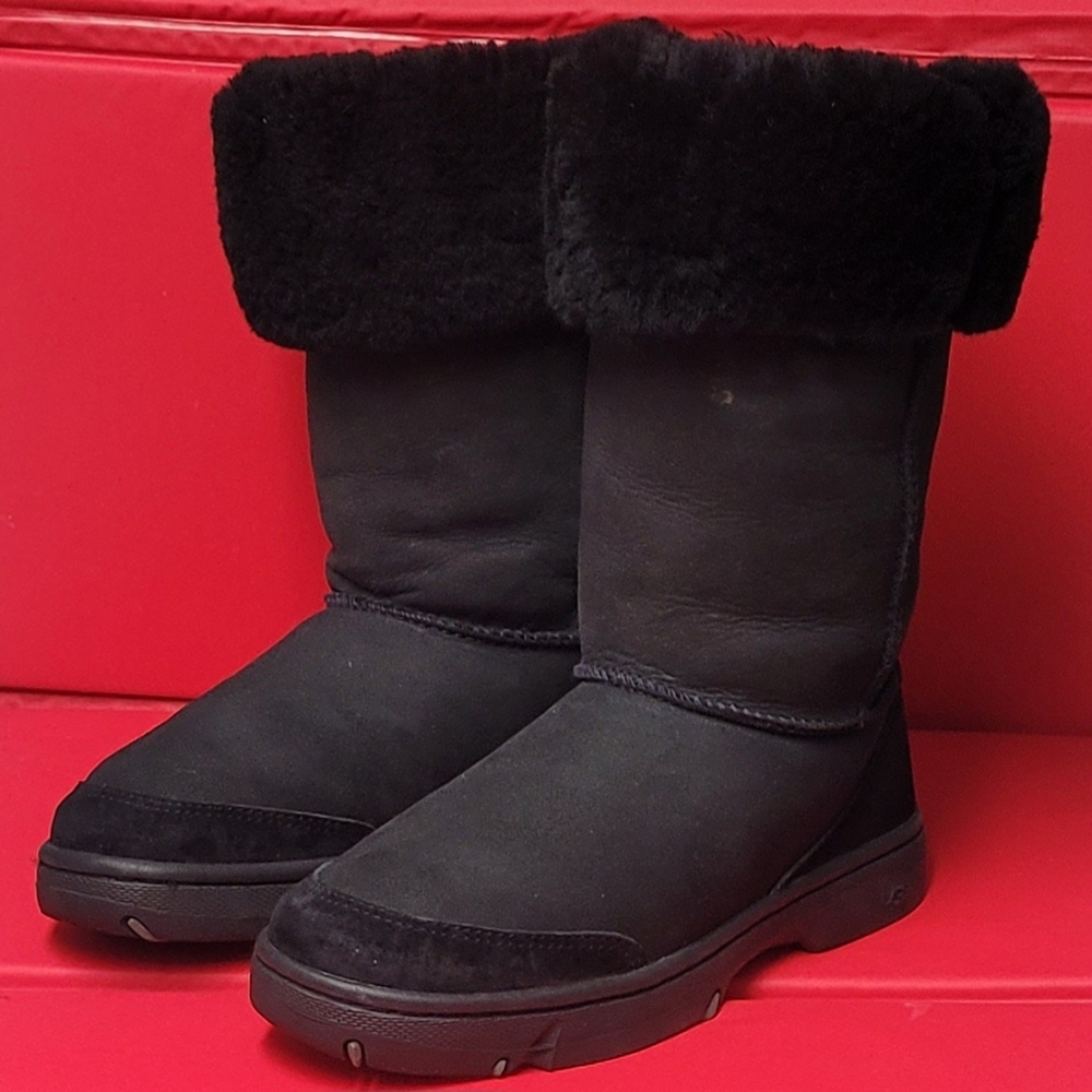 UGG Australia Ultimate Tall Braid Jet Black Sheepskin Women's Boots #5340 size 8 - Picture 7 of 13